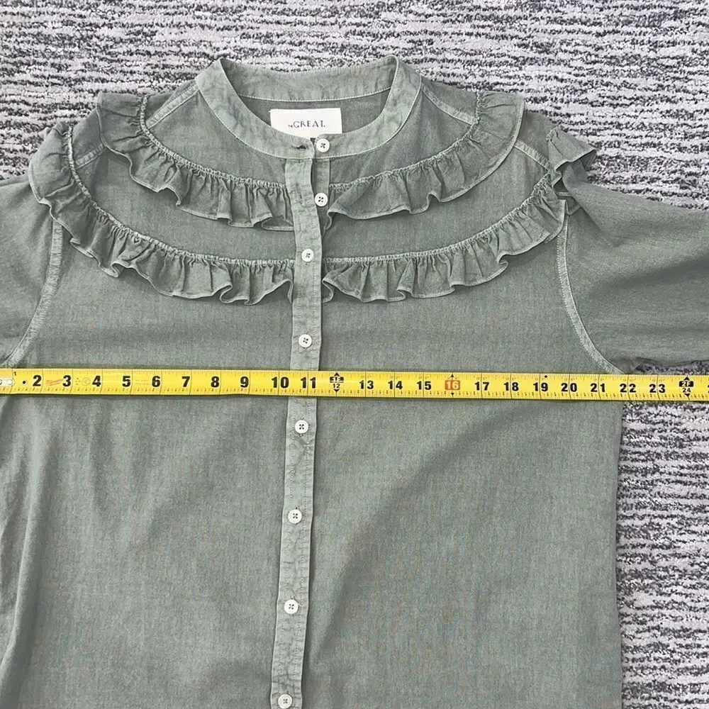 New The Great Nettle Button Up Blouse Size 2/ US Medium Sage - Picture 9 of 14